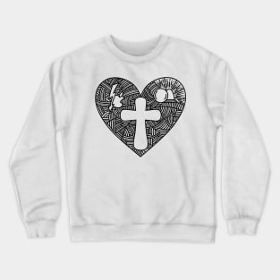 The cross of Jesus Christ drawn inside the heart. Crewneck Sweatshirt